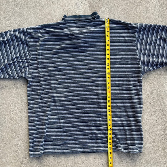 VTG Chereskin Striped Velour Long Sleeve‎ Polo Mens Size Large - Picture 4 of 7